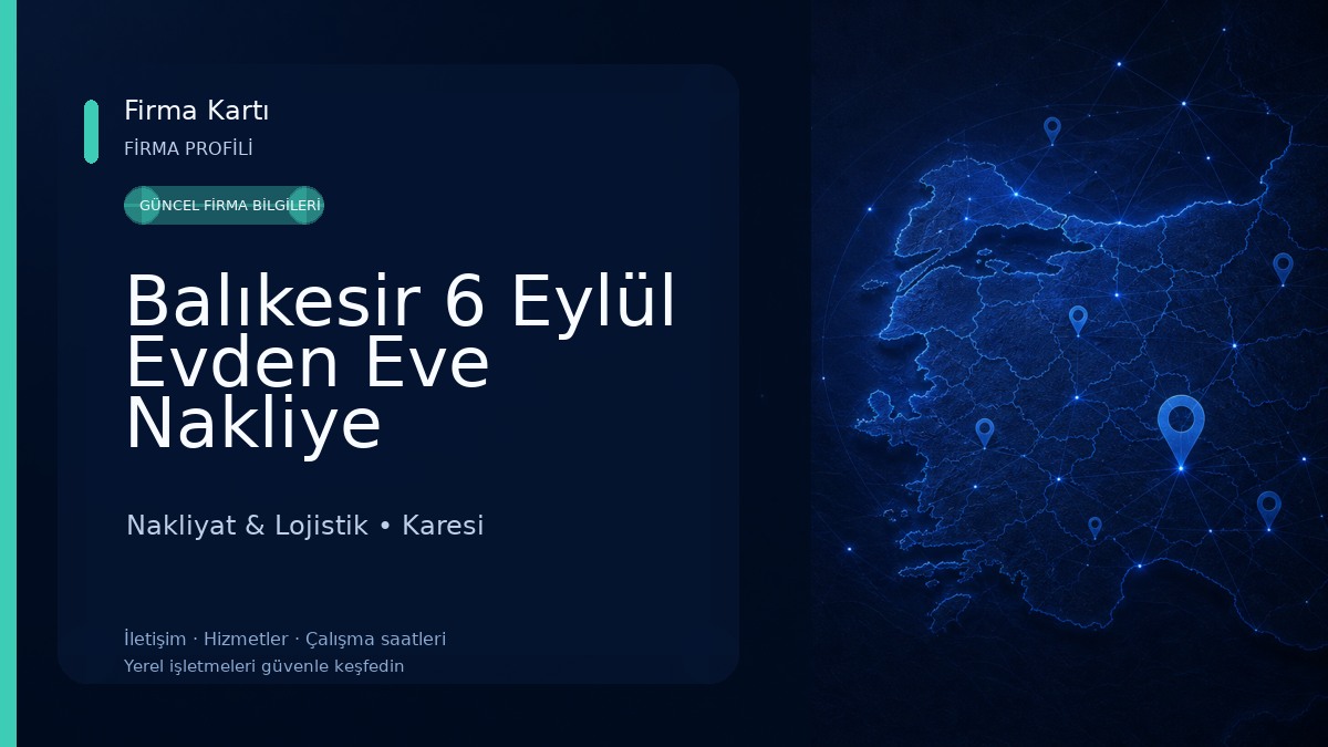 Balıkesir 6 Eylül Evden Eve Nakliye Nakliyat & Lojistik